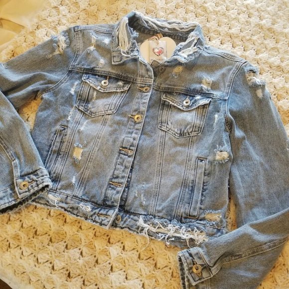 NEW SEXY Premium Monday Distressed Soft Denim Jean Jacket Medium - Picture 2 of 11